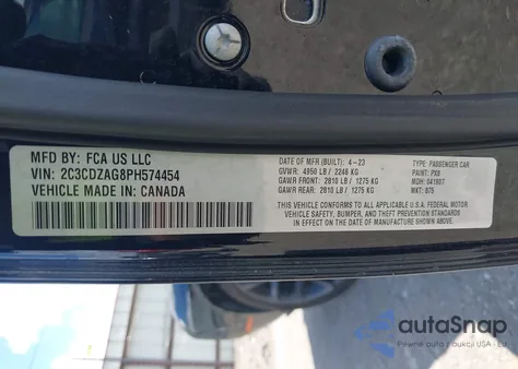 2023 Dodge Challenger Sxt from USA, damaged, VIN 2C3CDZAG8PH574454